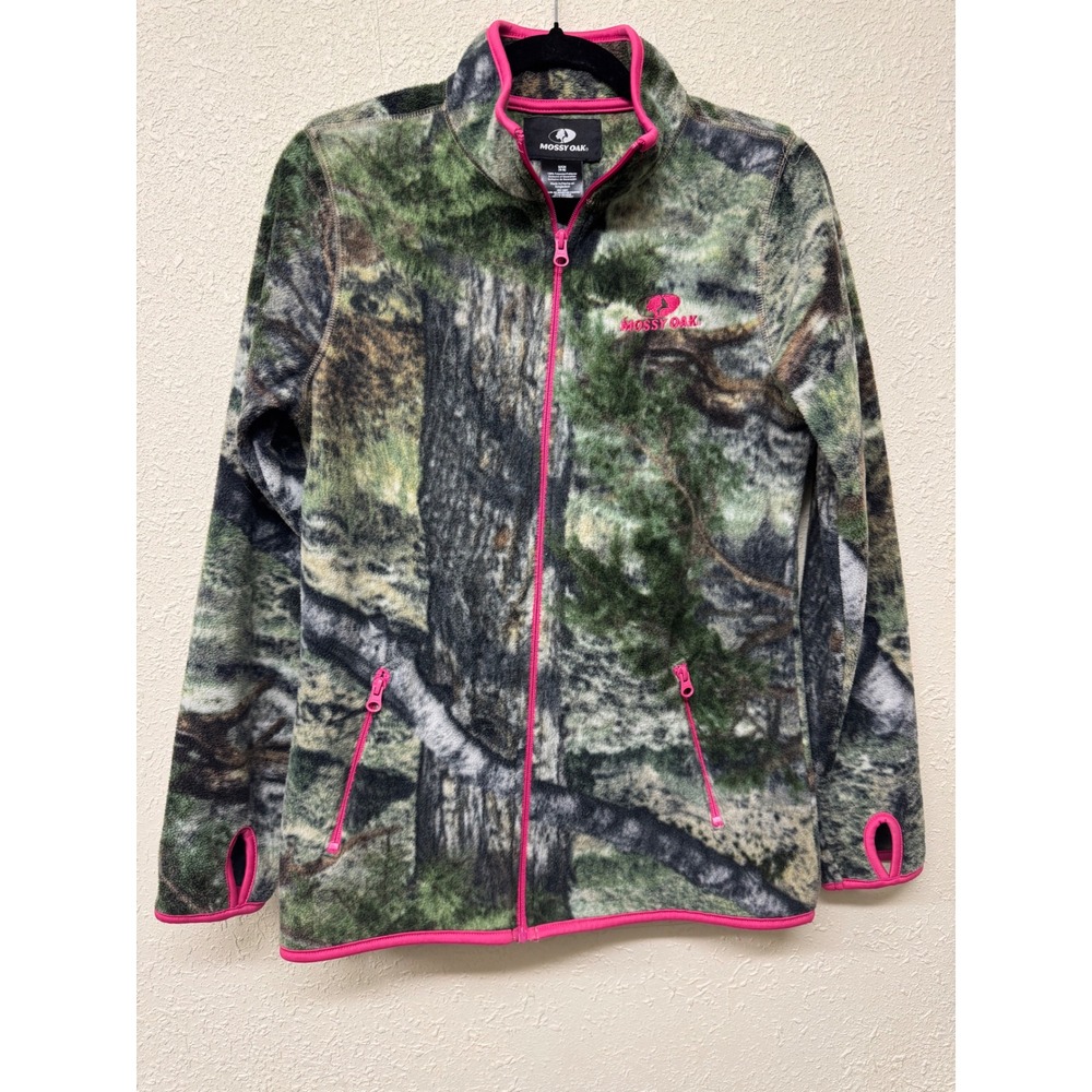 Mossy Oak Women Camo Fleece Jacket Pink Trim Mountain Country S 4-6 W316236